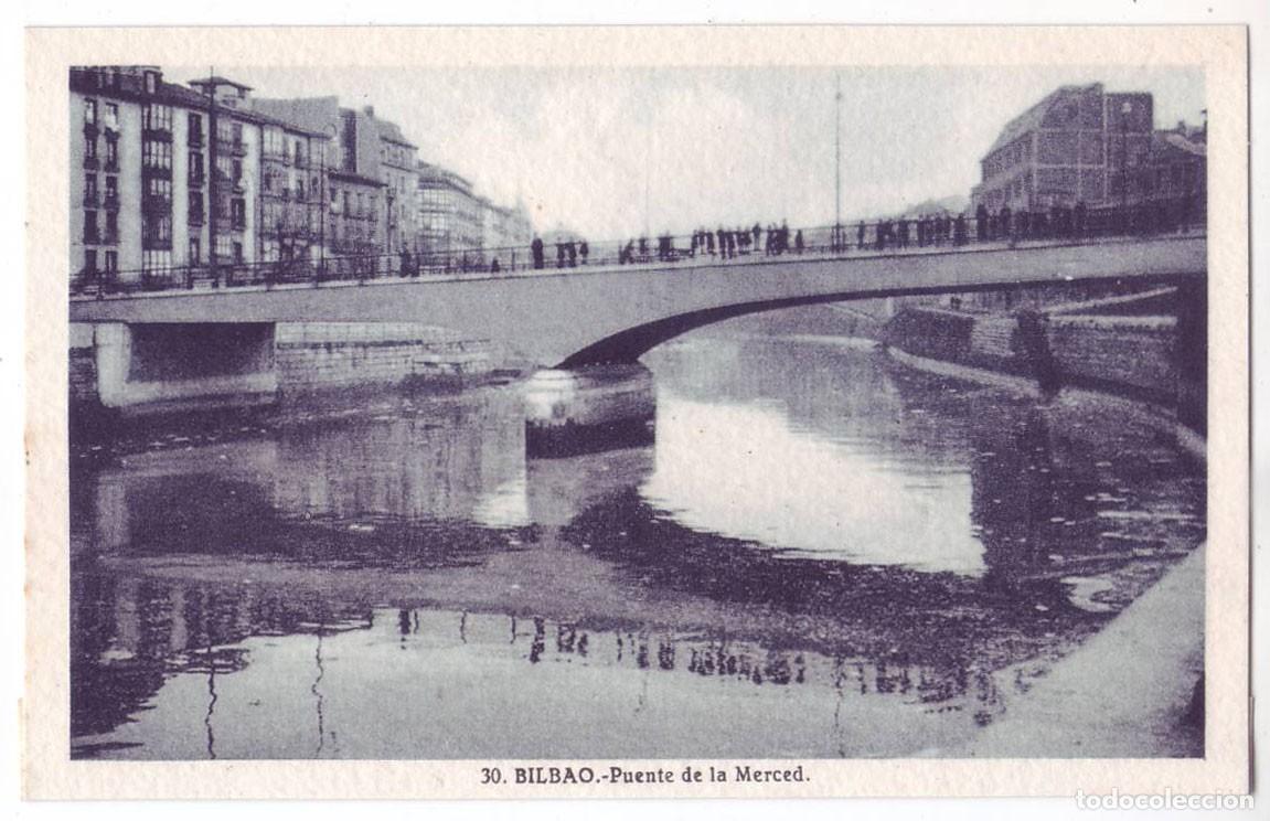 Postales: Bilbao: Puente de la Merced. L. Roisin. No circulada (A&ntilde;os 30-40)
