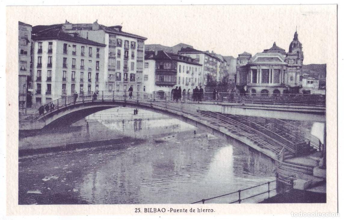 Postales: Bilbao: Puente de Hierro. L. Roisin. No circulada (A&ntilde;os 30-40)