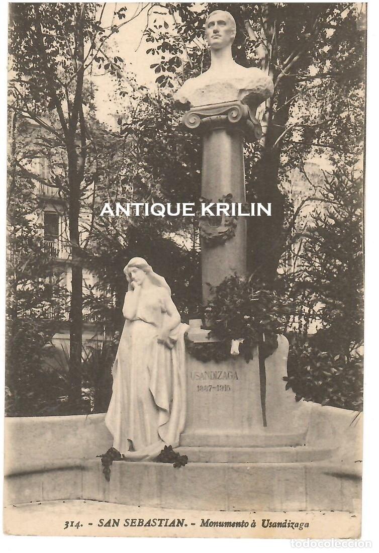 Postales: SAN SEBASTIAN N&ordm; 314 MONUMENTO A USANDIZAGA / GREGORIO GALARZA / SIN FRANQUEAR