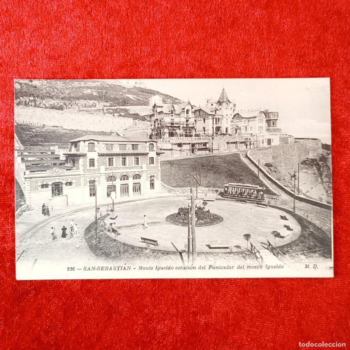 Postales: POSTAL - SAN SEBASTI&Aacute;N - MONTE IGUELDO ESTACI&Oacute;N DEL FUNICULAR - 236 - RAR&Iacute;SIMA / 1845