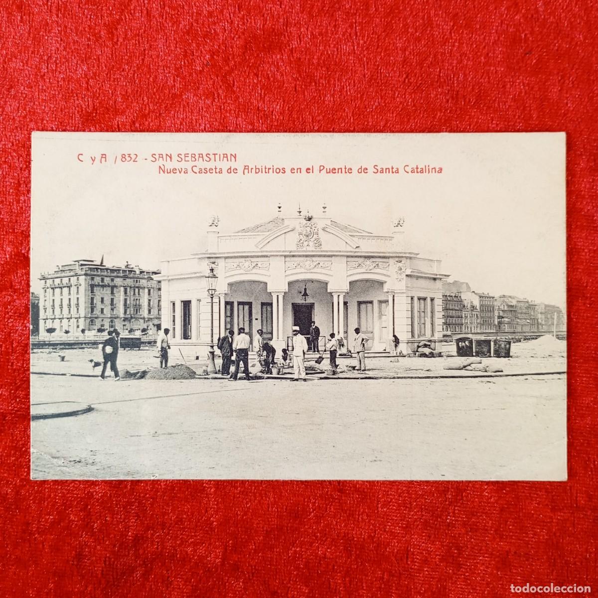 Postales: POSTAL - SAN SEBASTIAN - C Y A - 832 - NUEVA CASETA DE ARBITRIOS SANTA CATALINA - RAR&Iacute;SIMA / 1850