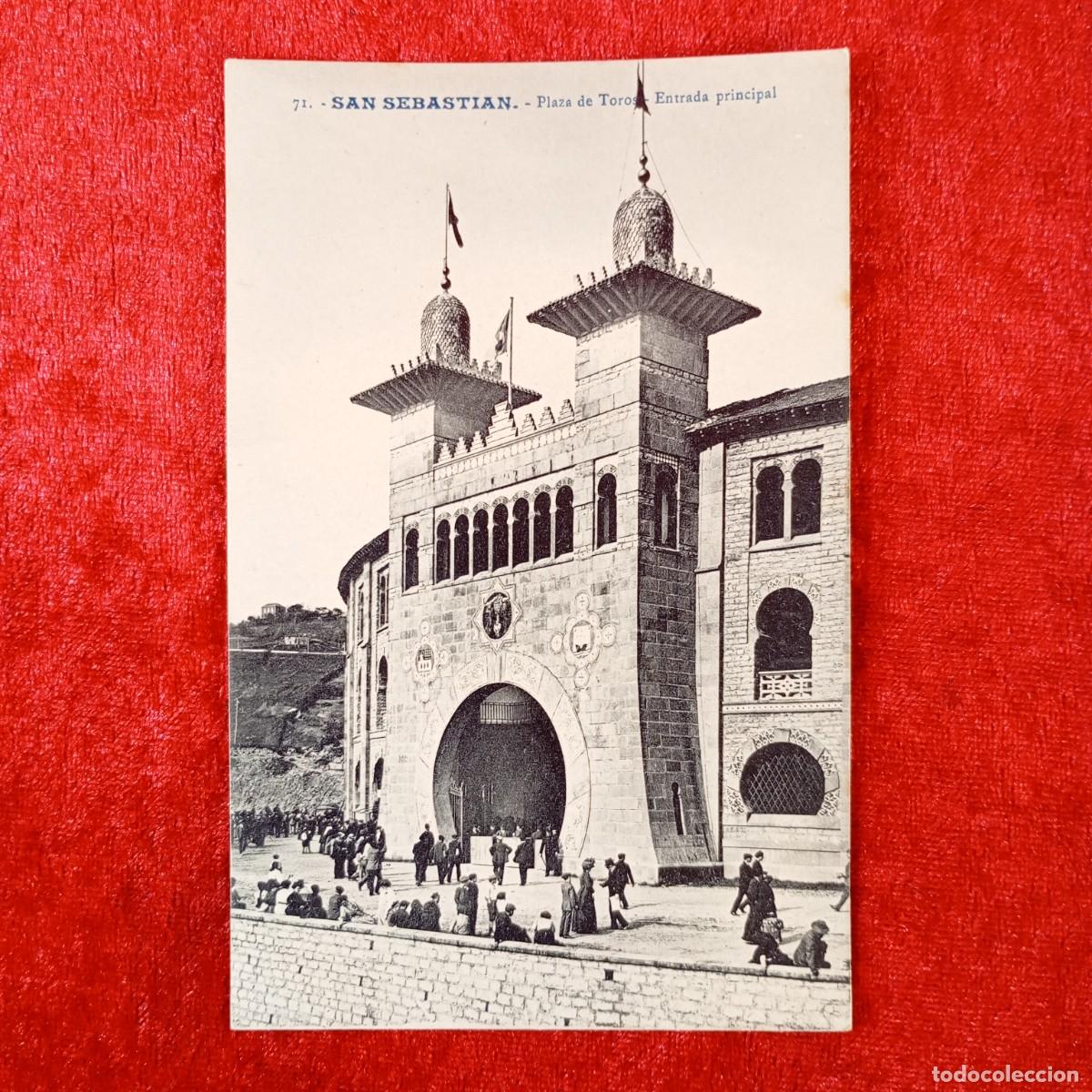 Postales: POSTAL - SAN SEBASTIAN - PLAZA DE TOROS - ENTRADA PRINCIPAL - 71 - RAR&Iacute;SIMA / 1870