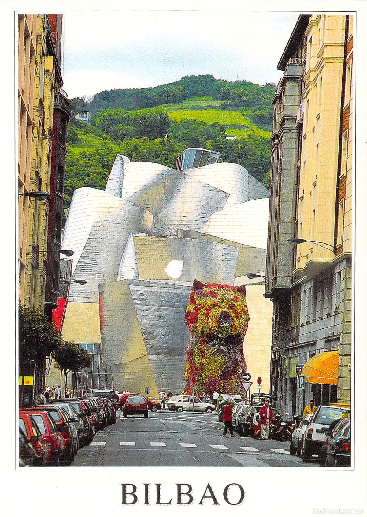Postales: Postal de Bilbao con el Museo Guggenheim y la escultura Puppy