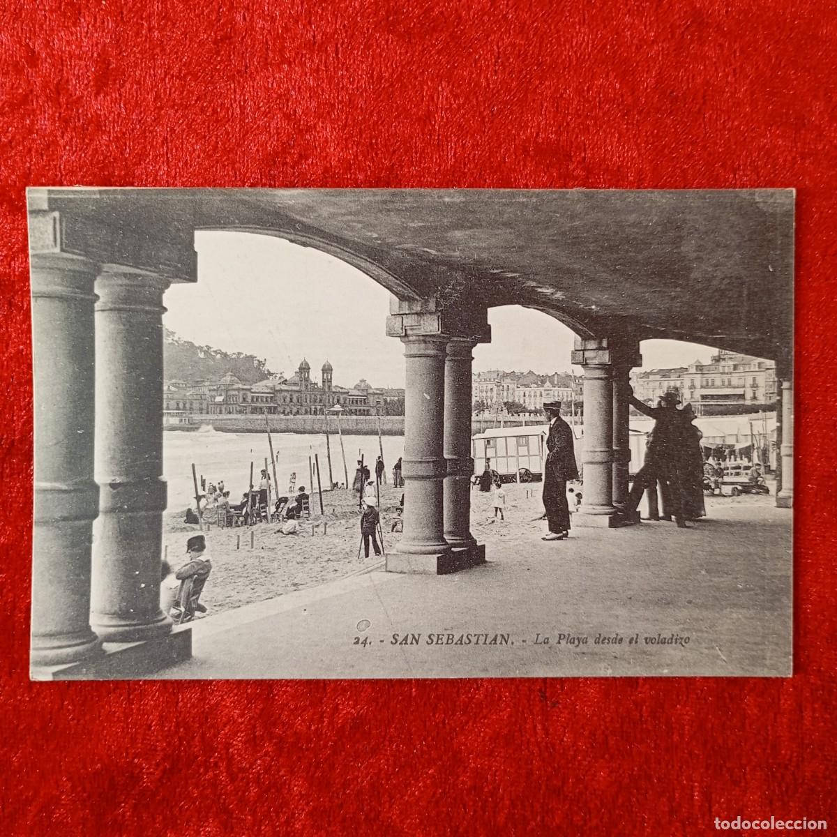 Postales: POSTAL - SAN SEBASTIAN - LA PLAYA DESDE EL VOLADIZO - 24 - GREGORIO GALARZA - RAR&Iacute;SIMA / 2199