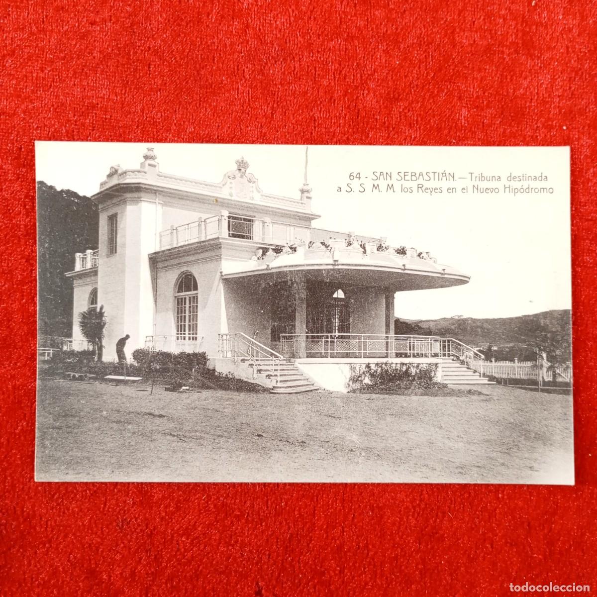 Postales: POSTAL - SAN SEBASTI&Aacute;N - TRIBUNA DESTINADA A S.S. M.M. LOS REYES EN EL HIP&Oacute;DROMO - RAR&Iacute;SIMA / 2397