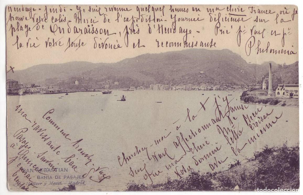 Postales: San Sebasti&aacute;n: Bah&iacute;a de Pasajes. Hauser y Menet. Sin dividir. Circulada (Anterior a 1905)