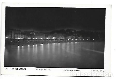 Postales: LA PLAYA DE NOCHE.- SAN SEBASTIAN - (L. ROISIN)