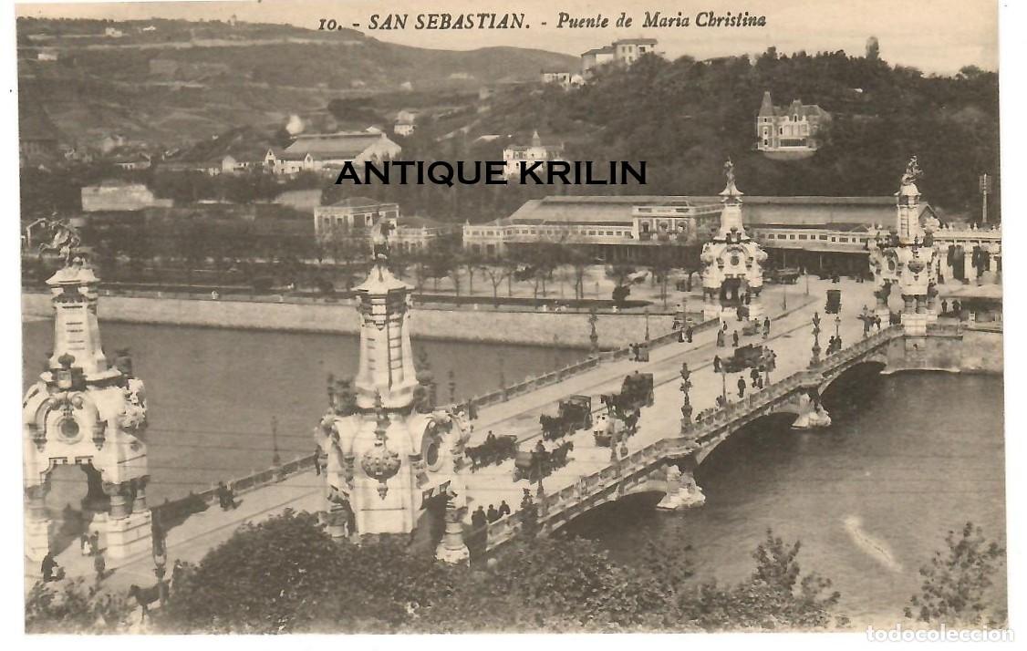 Postales: SAN SEBASTIAN N&ordm; 10 PUENTE MARIA CRISTINA / G. GALARZA / SIN FRANQUEAR