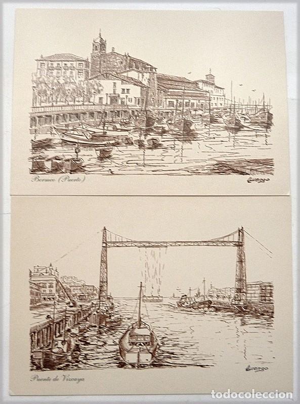 Postales: 2 POSTALES DEL ILUSTRADOR VASCO LUIS LUENGO - DIBUJOS A PLUMILLA - NUEVAS