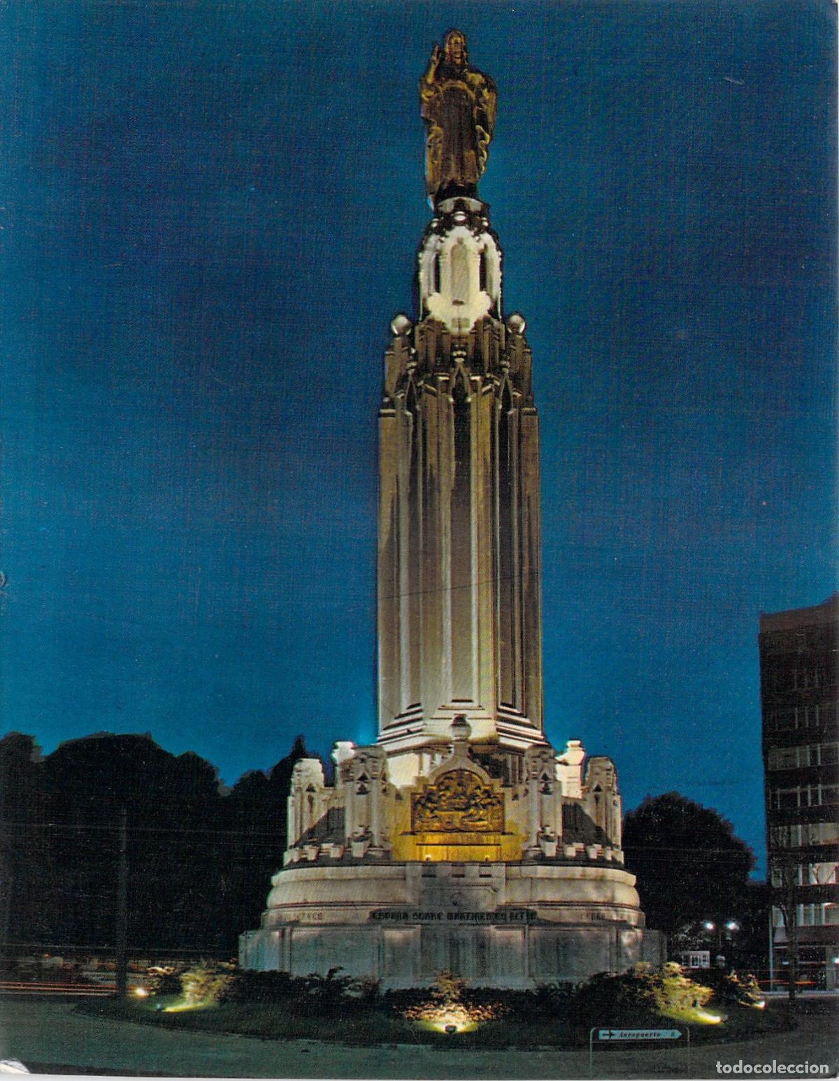 Postales: Postal de Bilbao, Monumento al Sagrado Coraz&oacute;n, Escena Nocturna