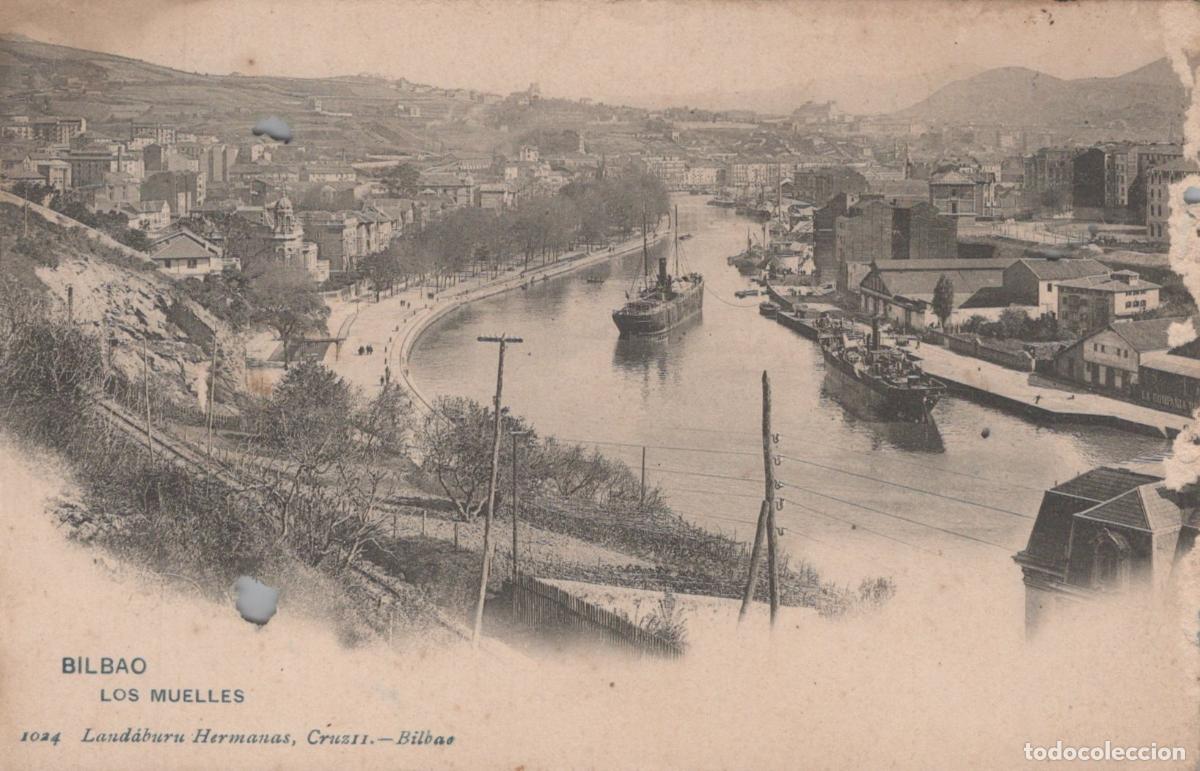 Postales: Espa&ntilde;a Bilbao Pa&iacute;s Vasco Muelle Con Barcos Vista de la Ciudad Unposted *YAD334