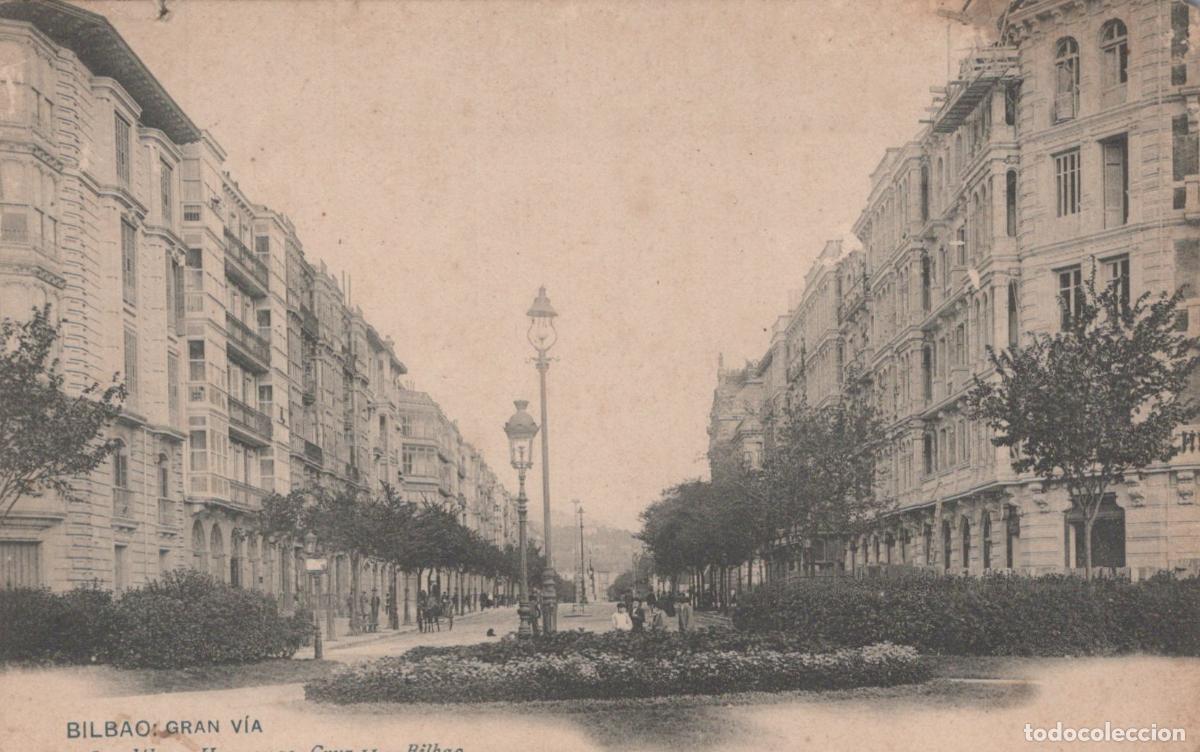 Postales: Espa&ntilde;a Bilbao Pa&iacute;s Vasco Gran V&iacute;a Arquitectura Urbana Arboledas Unposted *YAD330
