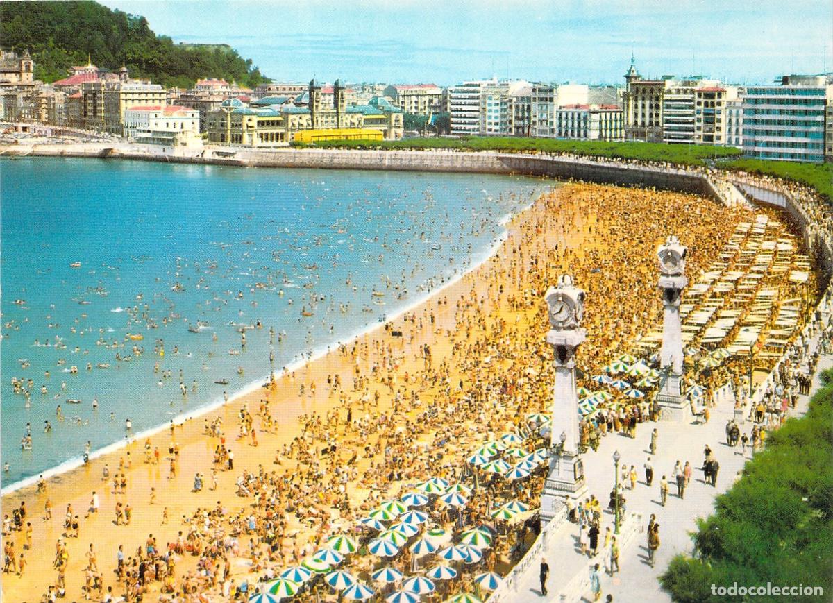 Postales: Postal de la Playa de La Concha en San Sebasti&aacute;n