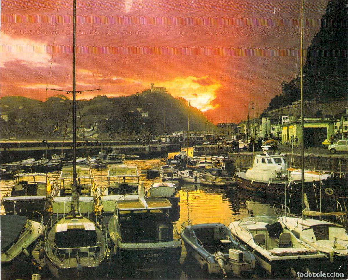 Postales: Postal de San Sebasti&aacute;n: El puerto al atardecer