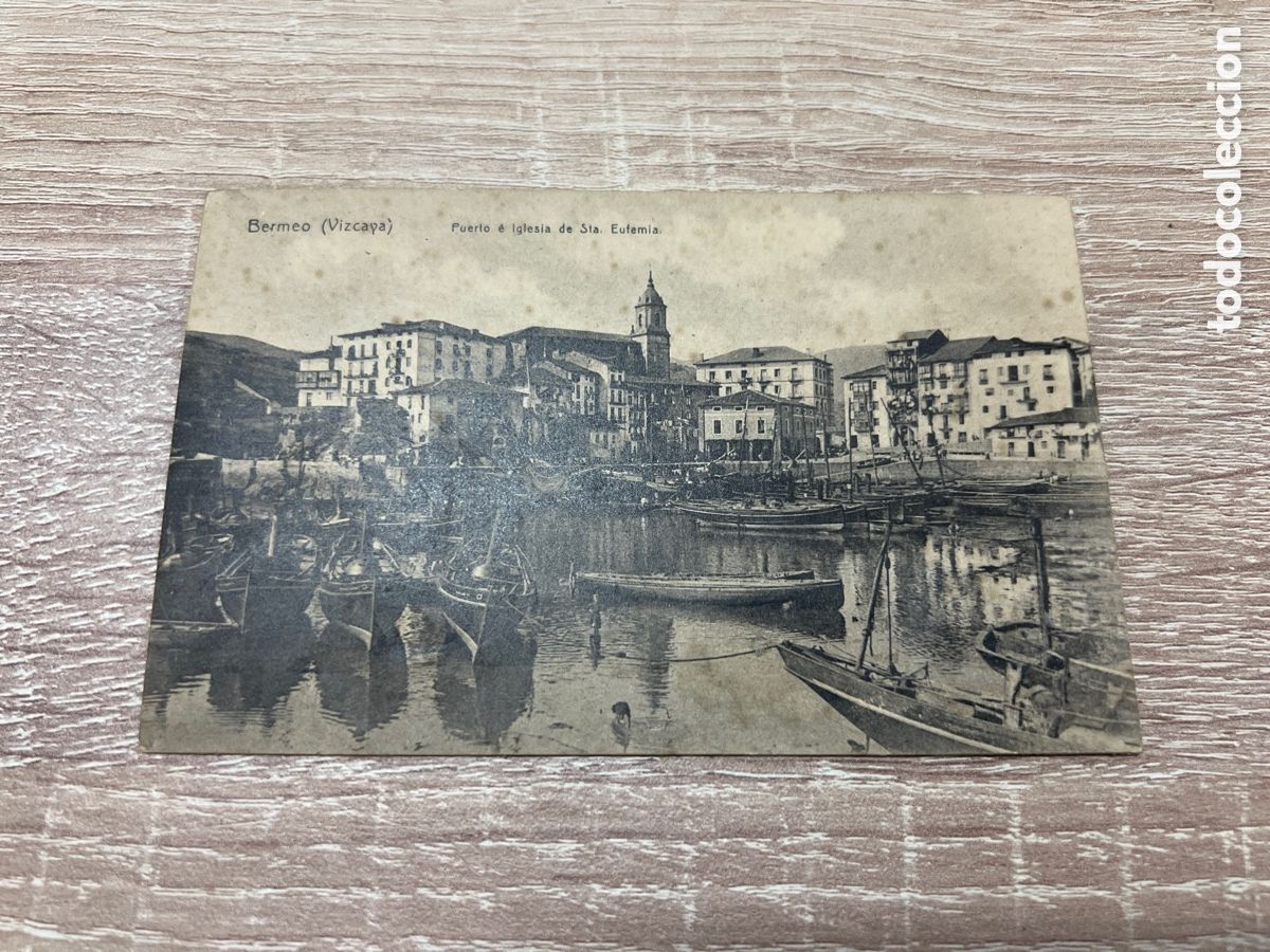Postales: POSTAL SIN CIRCULAR BERMEO PUERTO E IGLESIA STA EUFEMIA 1908c