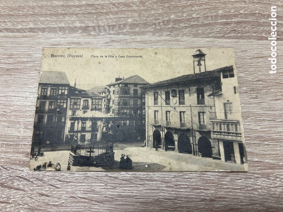 Postales: POSTAL SIN CIRCULAR BERMEO pz De la Villa y casa consistorial 1908c