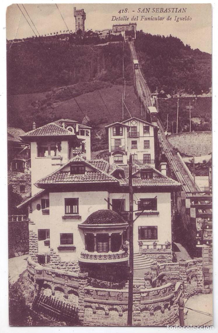 Postales: San Sebasti&aacute;n: Detalle del Funicular de Igueldo. G. Galarza. No circulada (A&ntilde;os 10-20)