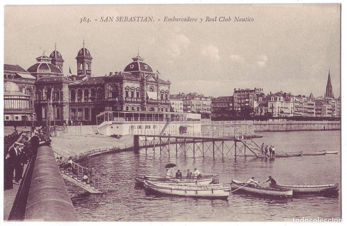 Postales: San Sebasti&aacute;n: Embarcadero y Real Club N&aacute;utico. G. Galarza. No circulada (A&ntilde;os 10-20)