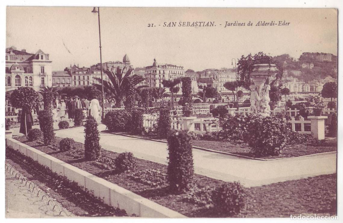 Postales: San Sebasti&aacute;n: Jardines de Alderdi Eder. G. Galarza. No circulada (A&ntilde;os 10-20)