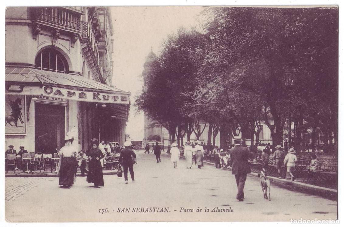 Postales: San Sebasti&aacute;n: Paseo de la Alameda. G. Galarza. Circulada (A&ntilde;os 10-20)