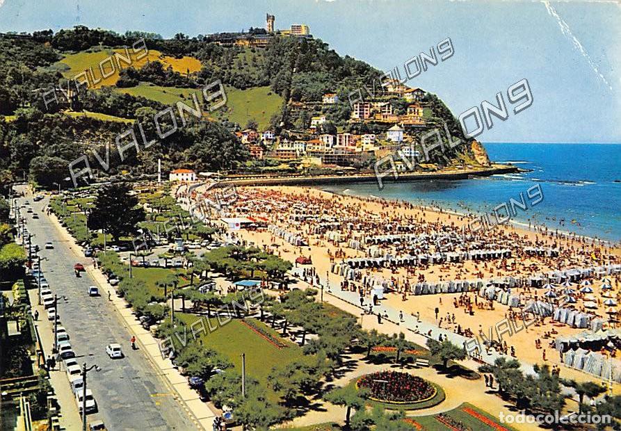 Postales: Playa de Ondarreta y Monte Igueldo (San Sebasti&aacute;n) - Escrita - 1970