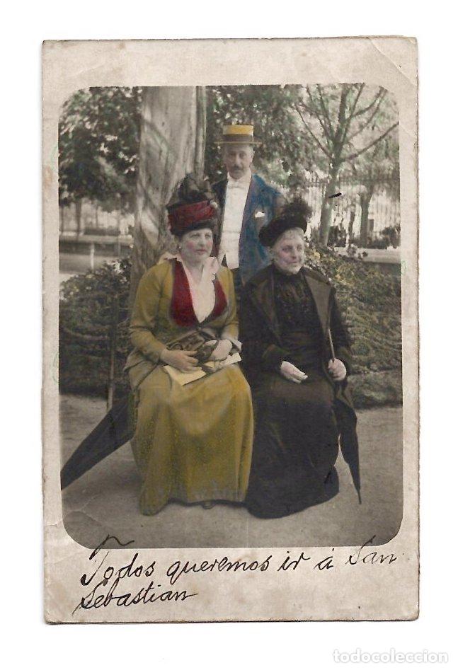 Postales: TARJETA POSTAL FOTOGRAFICA COLOREADA SAN SEBASTIAN. C.1900