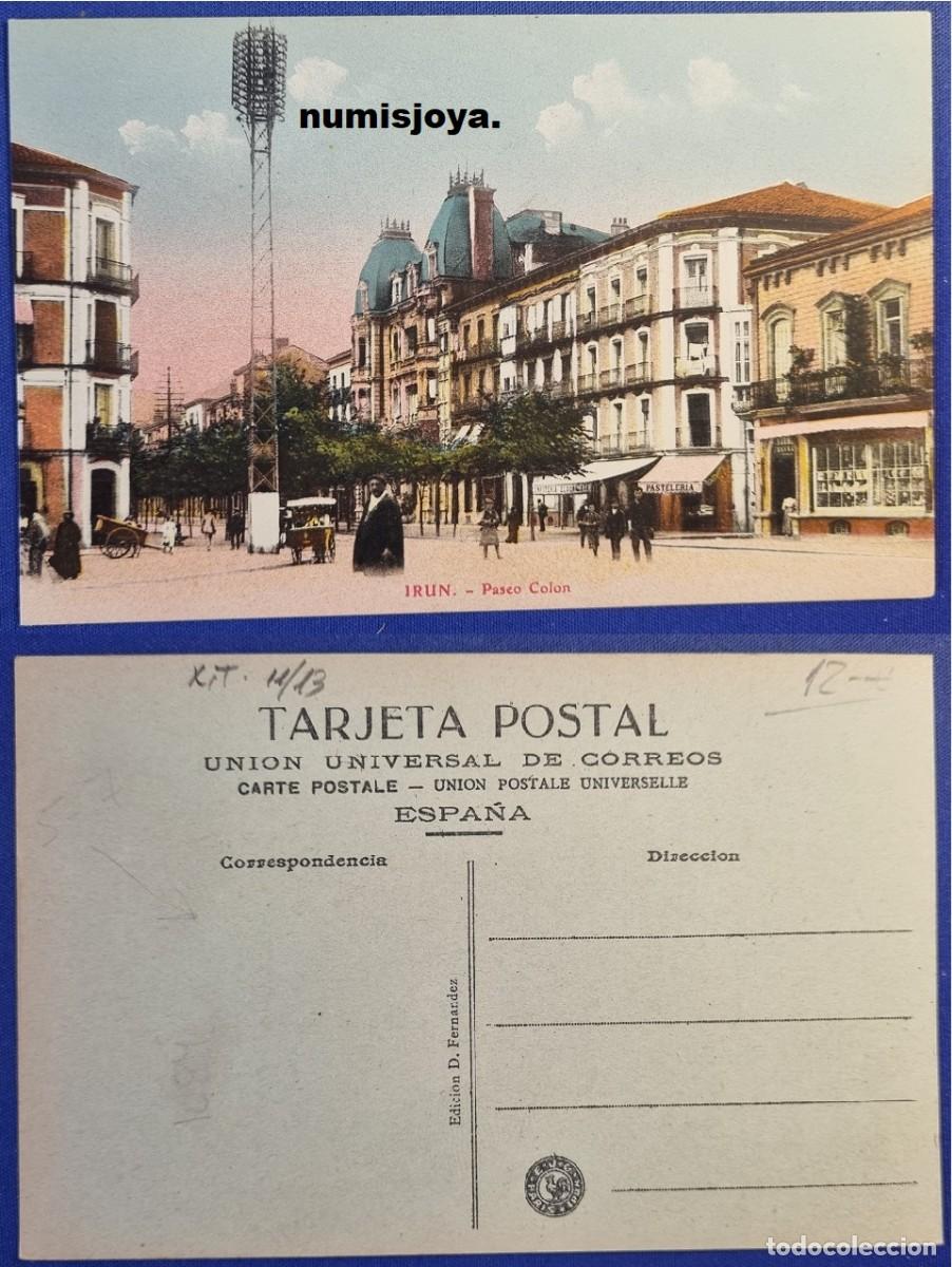 Postales: Postal de IRUN (Espa&ntilde;a) a&ntilde;o 1910. Paseo de Col&oacute;n. Ed. D. Fern&aacute;ndez.