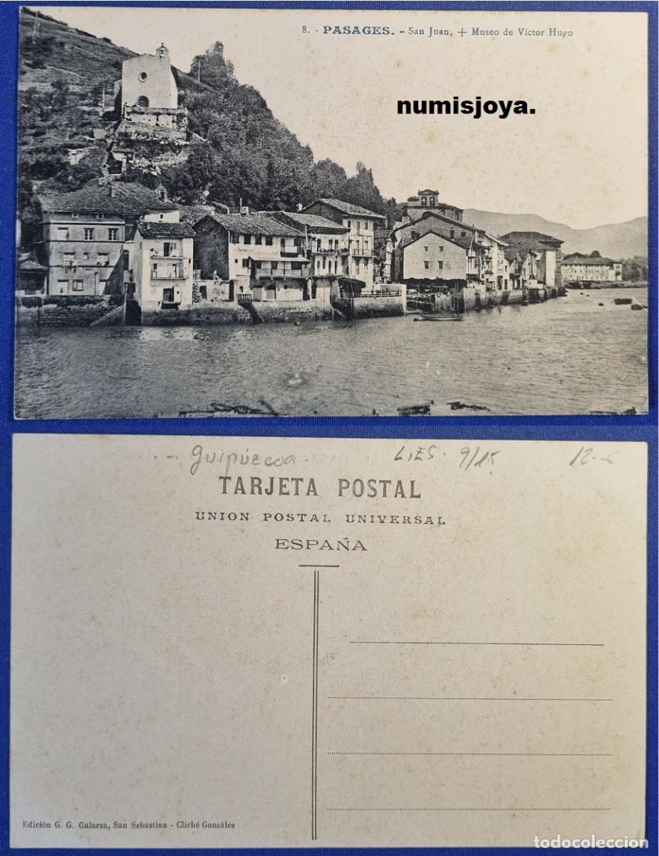 Postales: Postal de PASAGES (Espa&ntilde;a) a&ntilde;o 1910. San Juan y Museo V&iacute;ctor Hugo. Ed. GALARZA.