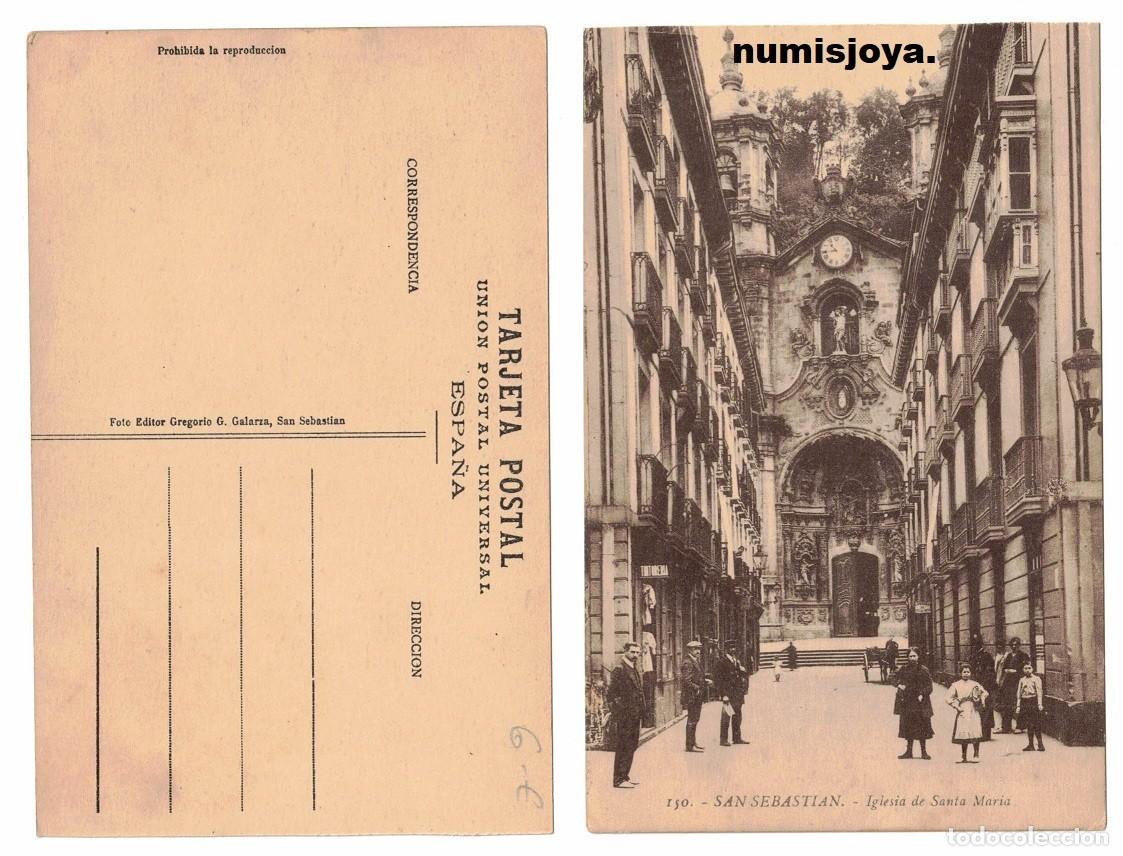 Postales: Postal S. Sebasti&aacute;n (Espa&ntilde;a) a&ntilde;o 1910. Iglesia de Santa Mar&iacute;a. Ed. GALARZA.