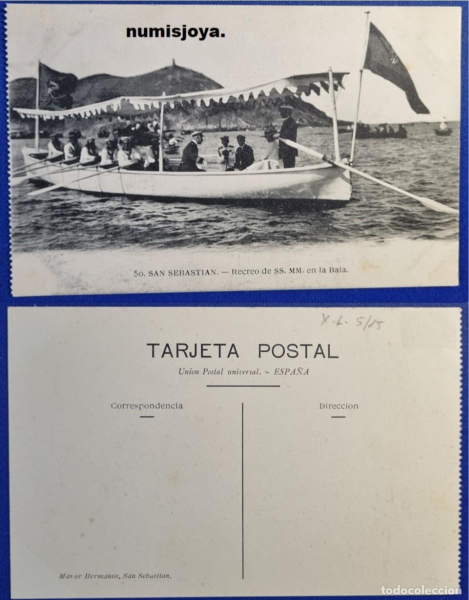 Postales: Postal San Sebasti&aacute;n (Espa&ntilde;a) a&ntilde;o 1910. Recreo de SS. MM. en la Baia. Ed. Mayor Hermanos.