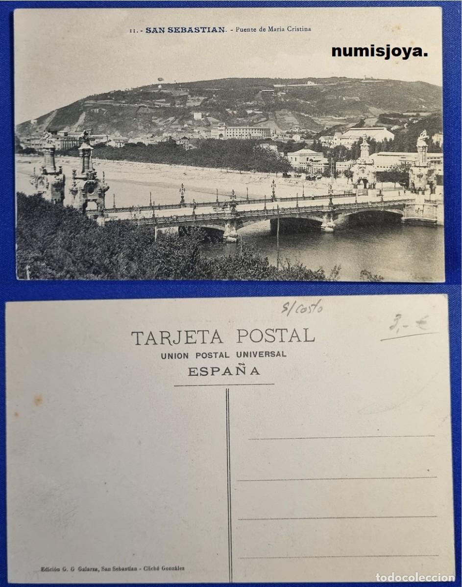 Postales: Postal San Sebasti&aacute;n (Espa&ntilde;a) a&ntilde;o 1910. Puente Mar&iacute;a Cristina. Ed. GALARZA.
