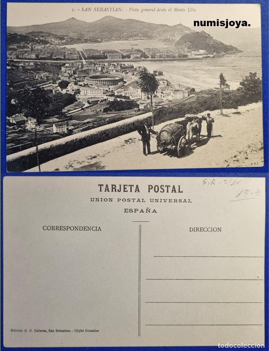 Postales: Postal San Sebasti&aacute;n (Espa&ntilde;a) a&ntilde;o 1910. Vista general desde el Monte Ulia. Ed. GALARZA.