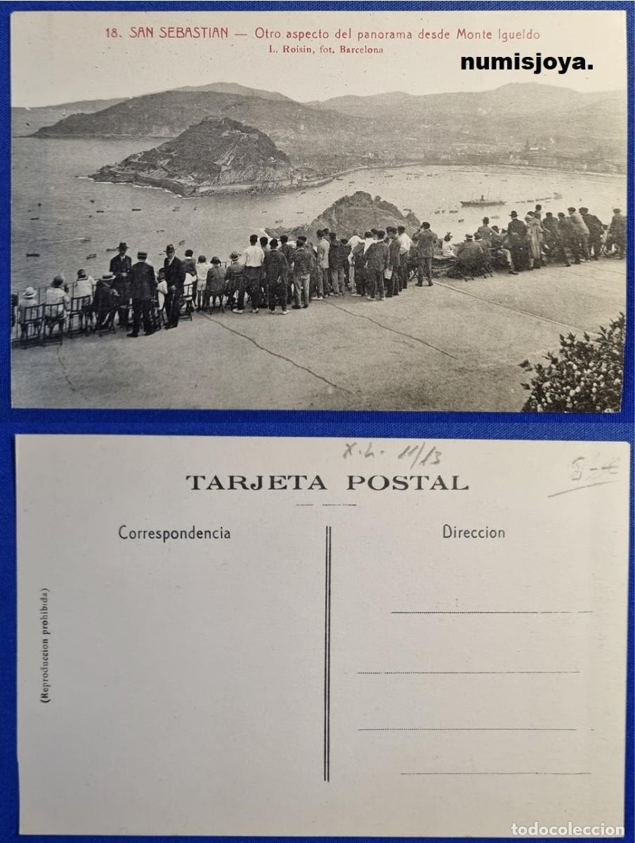 Postales: Postal San Sebasti&aacute;n (Espa&ntilde;a) a&ntilde;o 1910. Otro aspecto del Panorama desde Monte Igueldo. Ed. ROISIN