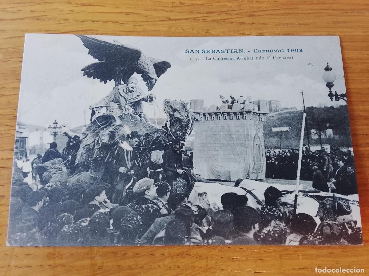 Postales: SAN SEBASTI&Aacute;N.(GUIP&Uacute;ZCOA).- CARNAVAL DE 1908. POSTAL ORIGINAL