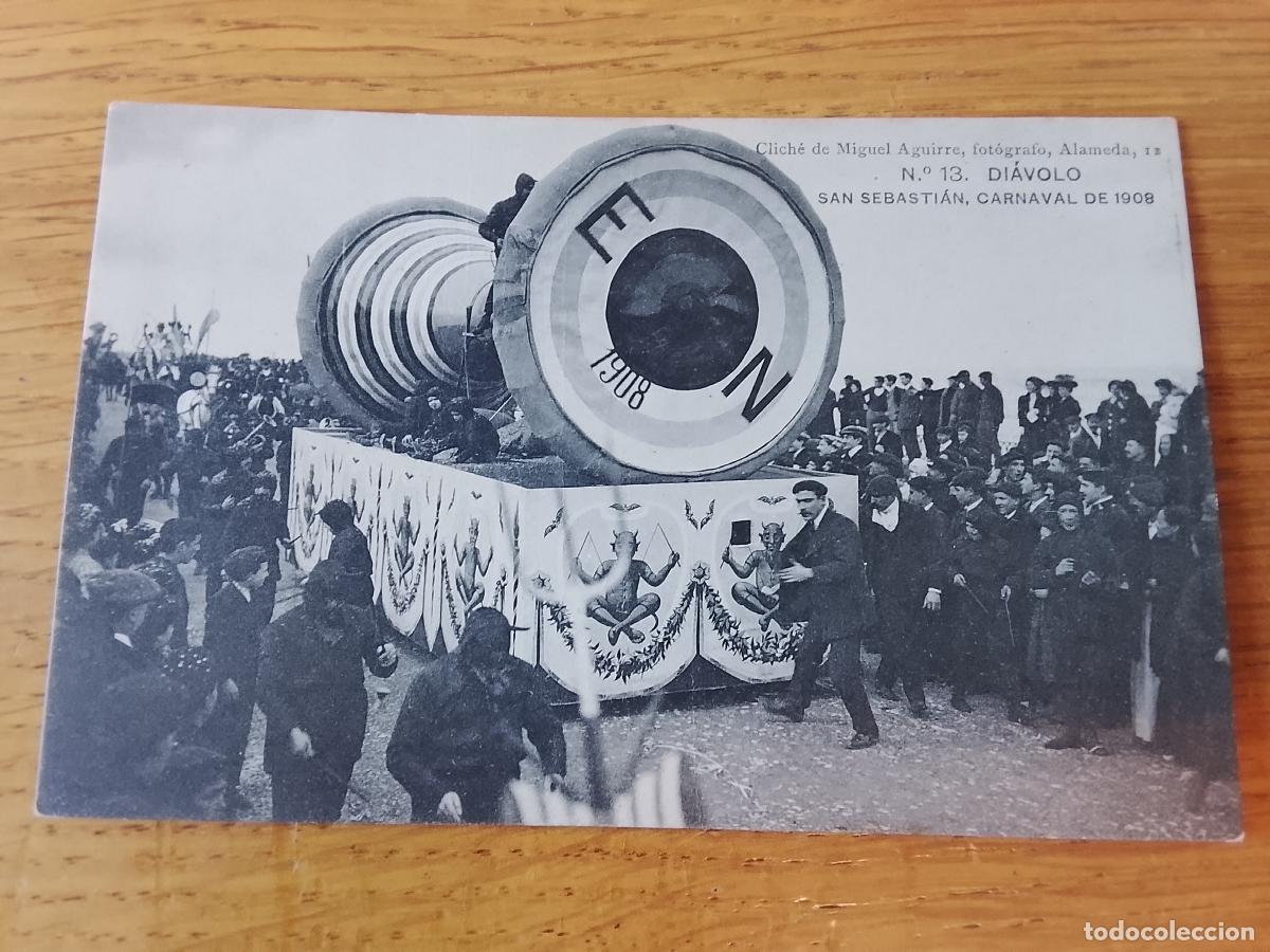 Postales: SAN SEBASTI&Aacute;N.(GUIP&Uacute;ZCOA).- CARNAVAL DE 1908. POSTAL ORIGINAL, DIAVOLO