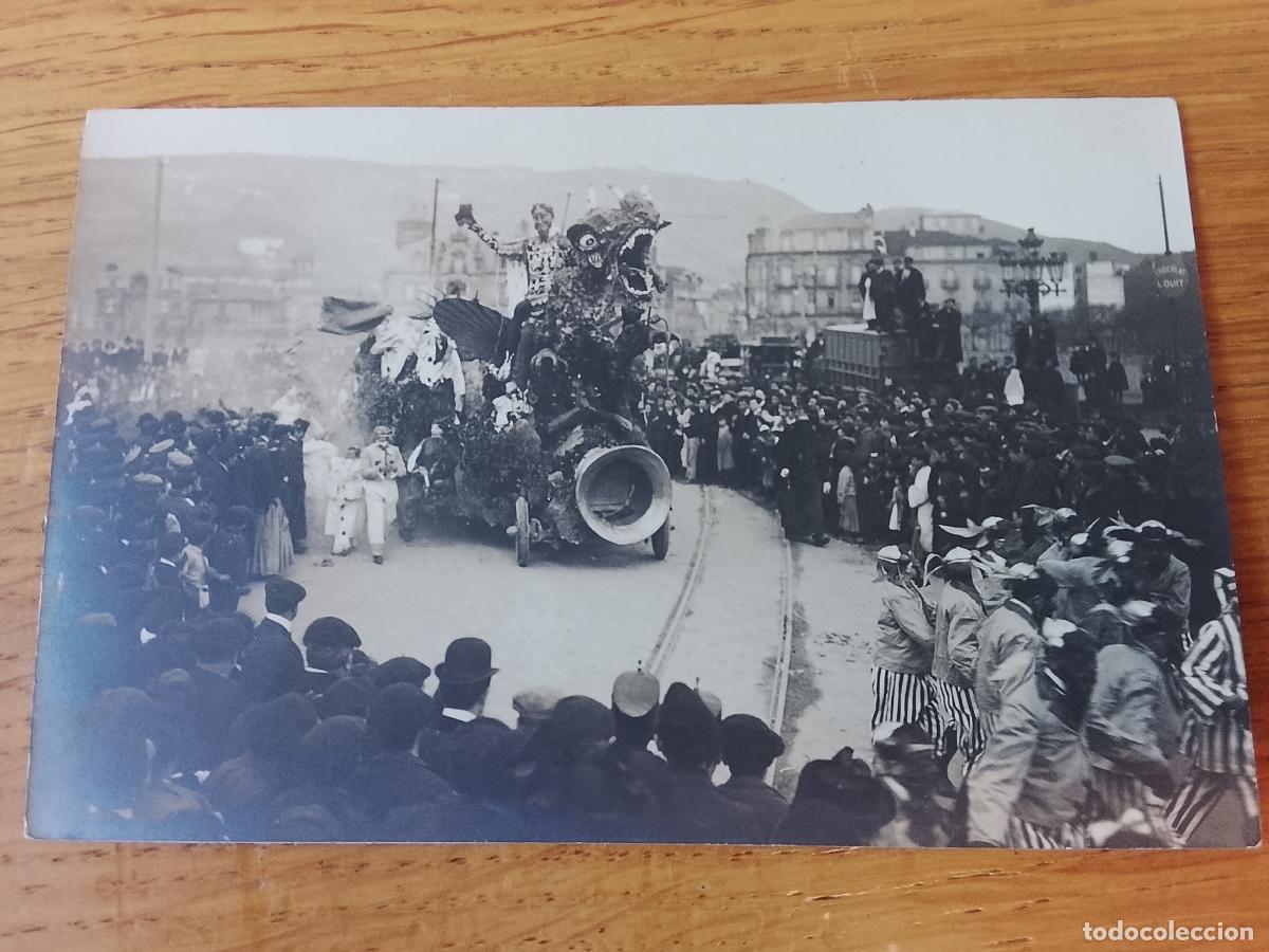 Postales: SAN SEBASTI&Aacute;N.(GUIP&Uacute;ZCOA).- CARNAVAL DE 1908. POSTAL ORIGINAL, FOTOGRAFICA