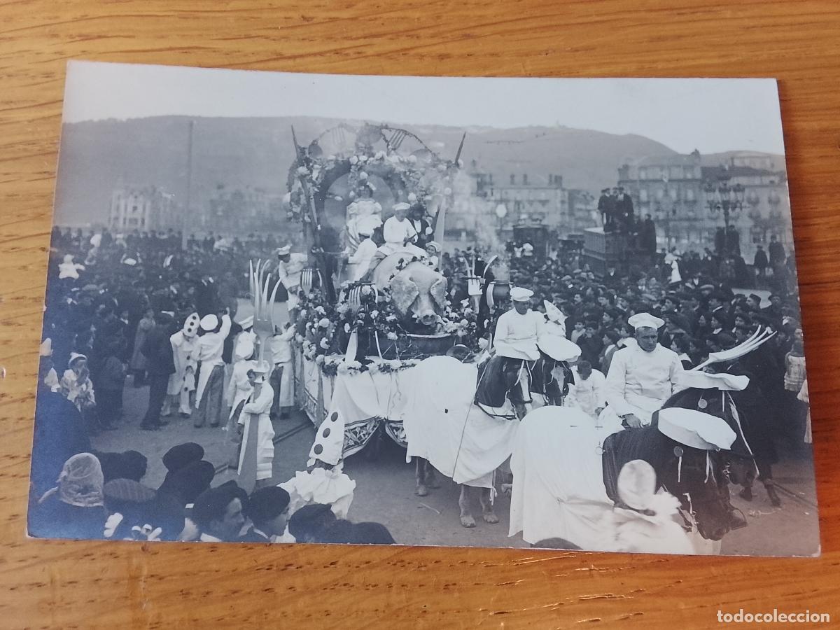 Postales: SAN SEBASTI&Aacute;N.(GUIP&Uacute;ZCOA).- CARNAVAL DE 1908. POSTAL ORIGINAL, FOTOGRAFICA