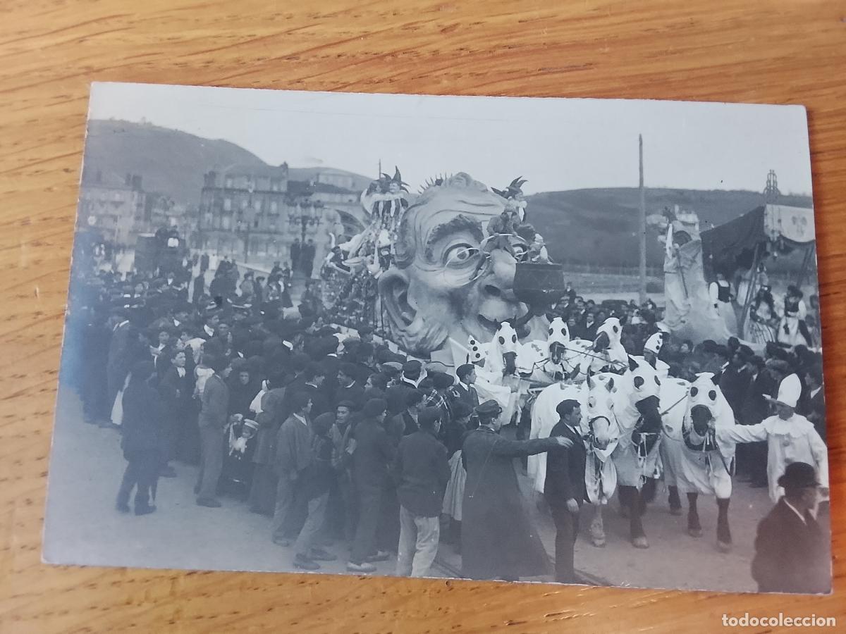 Postales: SAN SEBASTI&Aacute;N.(GUIP&Uacute;ZCOA).- CARNAVAL DE 1908. POSTAL ORIGINAL, FOTOGRAFICA