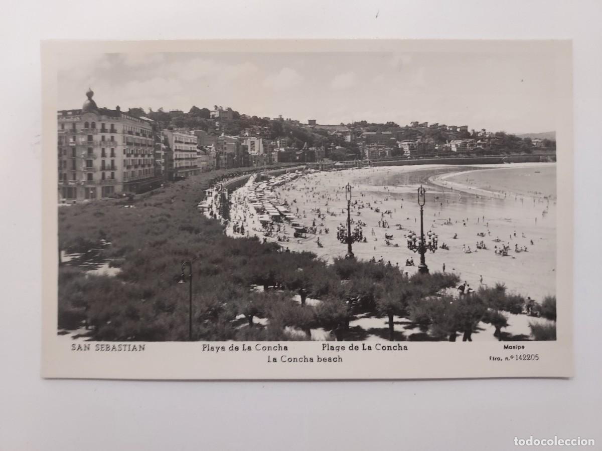 Postales: POSTAL SAN SEBASTIAN PLAYA DE LA CONCHA. A&Ntilde;OS 1940. SIN CIRCULAR. MANIPE 142205