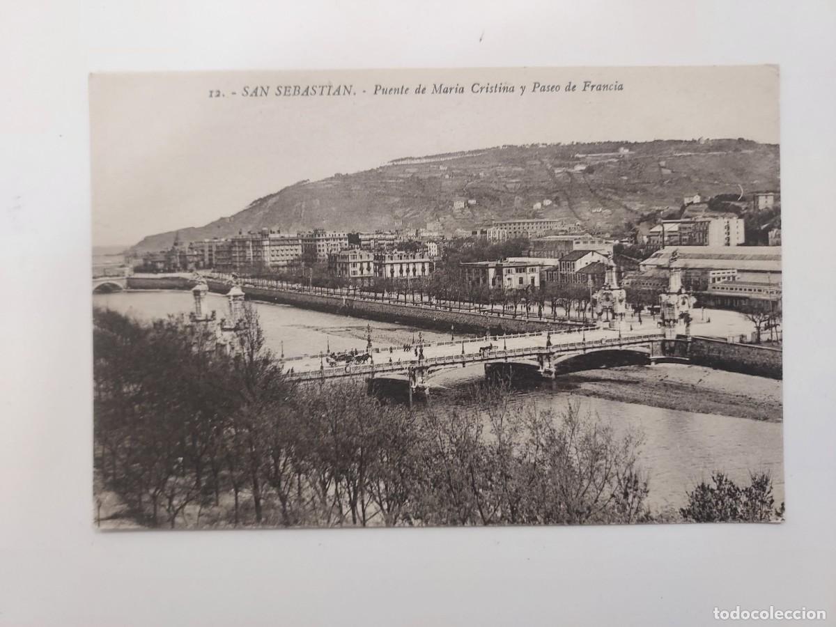 Postales: POSTAL SAN SEBASTIAN PUENTE DE MARIA CRISTINA Y PASEO DE FRANCIA. SIN CIRCULAR. GREGORIO GALARZA 12
