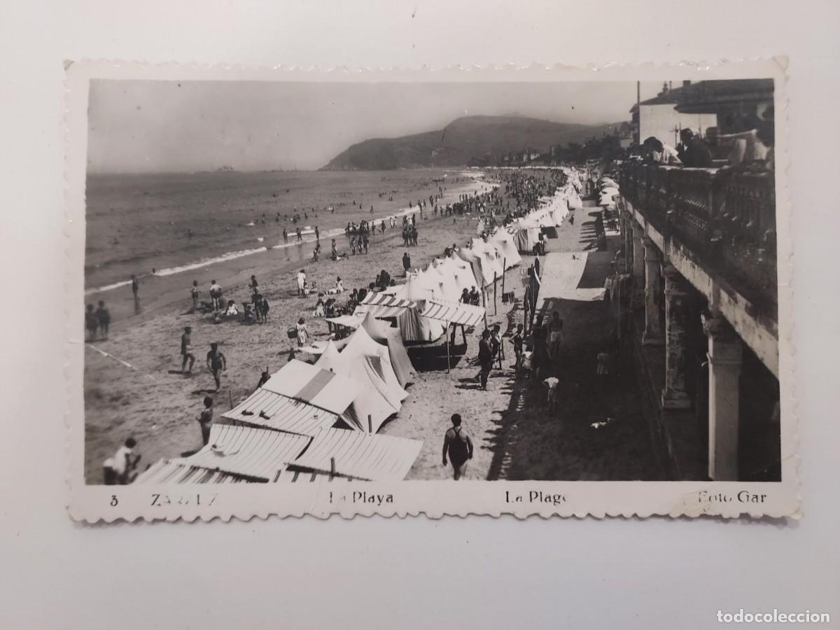 Postales: POSTAL ZARAUZ LA PLAYA. A&Ntilde;OS 1940. CIRCULADA. GUIPUZCOA. FOTO GAR 3