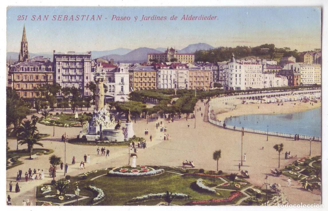 Postales: San Sebasti&aacute;n: Paseo y Jardines de Alderdi Eder. Foto Editor G. Galarza. Escrita (A&ntilde;os 10)