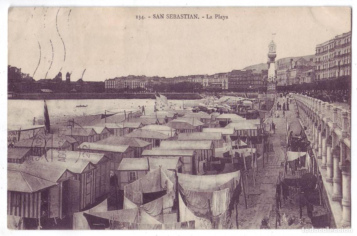 Postales: San Sebasti&aacute;n: La Playa. Mayor Hermanos. Circulada (A&ntilde;os 10)