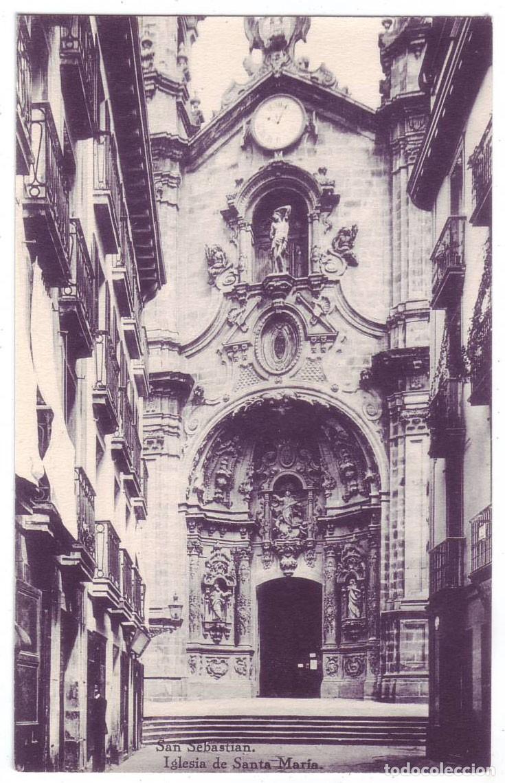 Postales: San Sebasti&aacute;n: Iglesia de Santa Mar&iacute;a. Hauser y Menet. No circulada (A&ntilde;os 10-20)