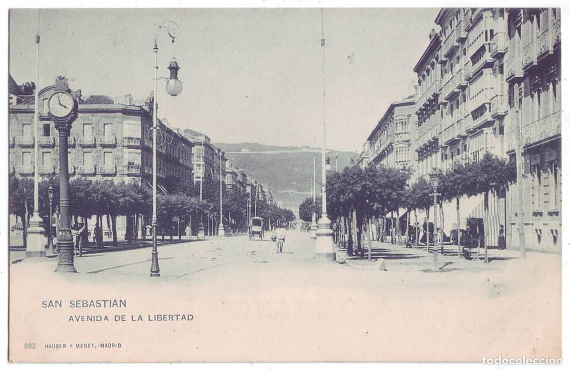 Postales: San Sebasti&aacute;n: Avenida de la Libertad. Hauser y Menet. Sin dividir. No circulada (Anterior a 1905)