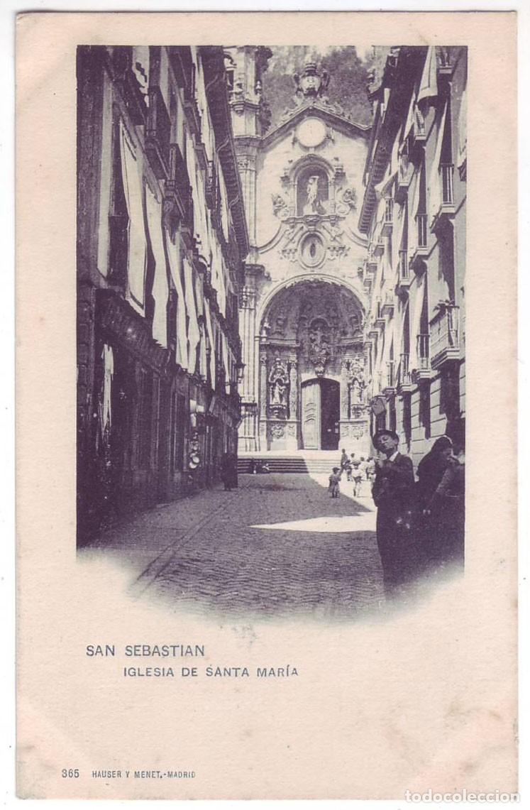 Postales: San Sebasti&aacute;n: Iglesia de Santa Mar&iacute;a. Hauser y Menet. Sin dividir. No circulada (Anterior a 1905)