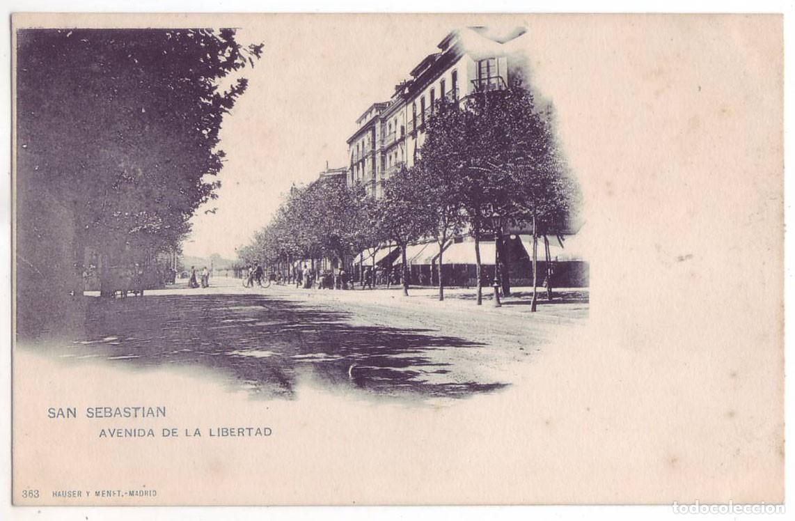 Postales: San Sebasti&aacute;n: Avenida de la Libertad. Hauser y Menet. Sin dividir. No circulada (Anterior a 1905)