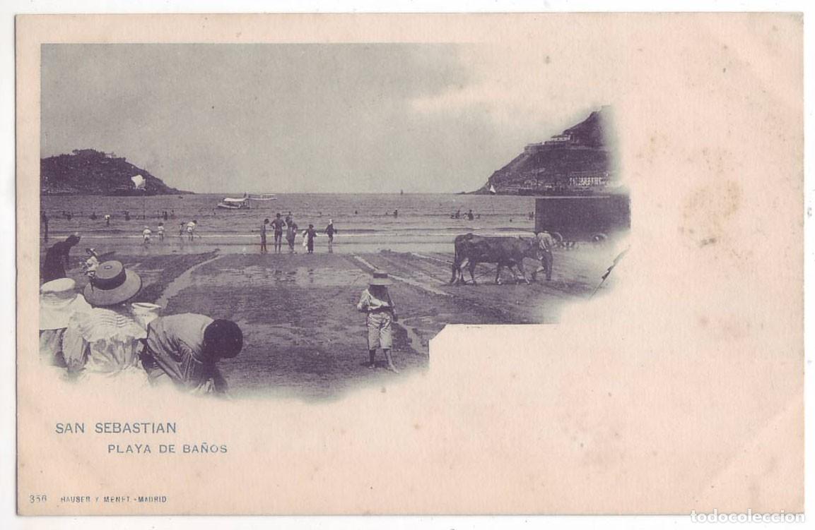Postales: San Sebasti&aacute;n: Playa de Ba&ntilde;os. Hauser y Menet. Sin dividir. No circulada (Anterior a 1905)