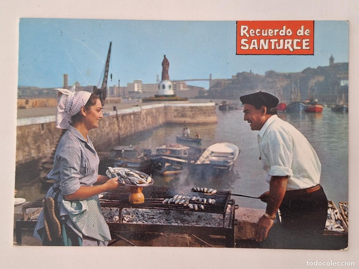 Postales: TARJETA POSTAL SANTURCE VIZCAYA PUERTO PAREJA TIPICA ASANDO SARDINAS RV-3065