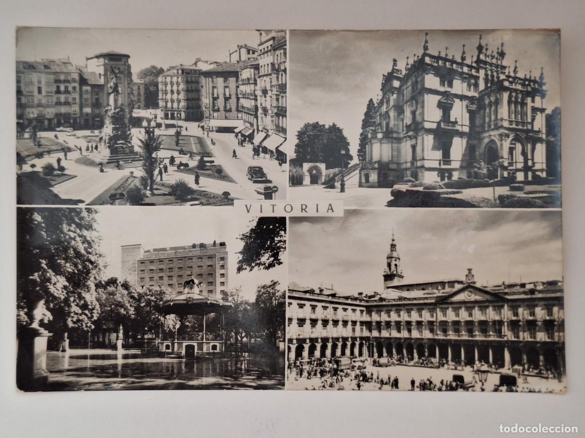 Cartes Postales: TARJETA POSTAL VITORIA VIRGEN BLANCA MUSEO PROVINCIAL PARQUE FLORIDA KIOSCO PLAZA ESPA&Ntilde;A RV 3104